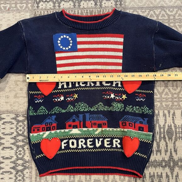 Sweater Loft Womens Patriotic Sweater Small Vintage America Forever Made In USA - Picture 10 of 11